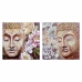 Maalaus DKD Home Decor Buddha 80 x 3 x 80 cm Itämainen (2 osaa)
