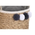 Conjunto de Cestas DKD Home Decor Natural Algodão Pompons Fibra natural (40 x 40 x 35 cm)