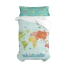 Conjunto de capa de edredom HappyFriday Happynois World Map Multicolor Solteiro 2 Peças