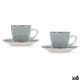 Lot de tasses avec soucoupes Quid Vita Morning Bleu Céramique (4 Pièces) (6 Unités)