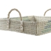 Set de Tăvi DKD Home Decor Alb Turquoise Natural Tropical 48 x 38 x 15 cm Metal (2 Unități)