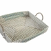 Set de Tăvi DKD Home Decor Alb Turquoise Natural Tropical 48 x 38 x 15 cm Metal (2 Unități)