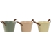 Cache-pot Home ESPRIT Jaune Vert Rose clair Polyuréthane Métal 20 x 20 x 14 cm (3 Unités)