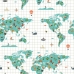 Nordic cover Kids&Cotton Mapamundi Multicolour 200 x 200 cm World Map