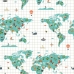 Husă de pilotă Kids&Cotton Mapamundi 140 x 200 cm Harta Lumii