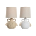 Lampe de bureau Home ESPRIT Blanc Beige Céramique 220 V 15 x 15 x 28 cm (2 Unités)