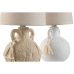 Lampe de bureau Home ESPRIT Blanc Beige Céramique 220 V 15 x 15 x 28 cm (2 Unités)