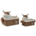 Set de Coșuri Home ESPRIT Albastru Maro 43 x 33 x 32,5 cm (2 Piese)