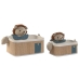 Set de Coșuri Home ESPRIT Verde Natural 40 x 32 x 27 cm (2 Piese)