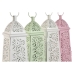 Felinar Home ESPRIT Bela Zelena Roza Kovina Aluminij Shabby Chic 13 x 13 x 43 cm (4 kosov)