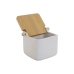 Zoutvaatje met deksel Home ESPRIT Wit Beige Natuurlijk Bamboe Dolomite 15 x 12 x 11 cm (2 Stuks)