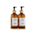 Дозатор мыла Home ESPRIT Янтарь Натуральный Бамбук Стеклянный 500 ml 7,5 x 7,5 x 20 cm