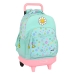 Skoleryggsekk med Hjul Smiley Summer Fun Turkis 33 X 45 X 22 cm