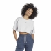 Camisola de Manga Curta Mulher Reebok Fitness Crop Vector Velour Cinzento claro