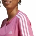 Camisola de Manga Curta Mulher Adidas 3 stripes Cor de Rosa