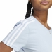 Camisola de Manga Curta Mulher Adidas 3 stripes Azul Claro