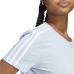 T-shirt med kortärm Dam Adidas 3 stripes Ljusblå