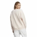 Damen Sweater mit Kapuze Adidas 3 Stripes Ft Swt Weiß Beige