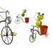 Blumentopf Gelb Rot grün Metall Fahrrad Frosch 31,5 x 32 x 17 cm