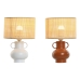 Bureaulamp Home ESPRIT Wit Natuurlijk Terra cotta Metaal Bamboe 50 W 220 V 22 x 22 x 33 cm (2 Stuks)