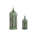 Lanterne Home ESPRIT Verde Metal Oriental 23 x 23 x 57 cm (2 Piese)