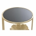 2 mažų staliukų rinkinys DKD Home Decor Stiklas Auksinis Metalinis Tropinis Augalo lapas (35 x 35 x 75 cm) (2 pcs)