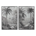 Cuadro Home ESPRIT Blanco Negro Palmeras Tropical 80 x 3 x 120 cm (2 Unidades)