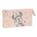 Dreifaches Mehrzweck-Etui Minnie Mouse Baby Rosa 22 x 12 x 3 cm