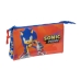 Kolme tõmblukuga pliiatsikarp Sonic Prime Sinine 22 x 12 x 3 cm