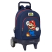 Schoolrugzak met Wielen Super Mario World Marineblauw 33 x 45 x 22 cm