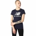 Camiseta de Manga Corta Mujer New Balance Essentials Stacked Logo Azul (L)