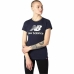 Koszulka z krótkim rękawem Damska New Balance Essentials Stacked Logo Niebieski (L)