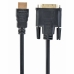 Adaptér HDMI na DVI GEMBIRD 5m, HDMI/DVI, M/M Černý 5 m