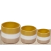 Set di vasi da fiori Romimex Giallo Beige Ceramica (3 Pezzi)