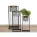 Set de jardiniere Romimex Alb Negru Metal Cu suport (3 Piese)