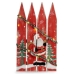 Ophangdecoratie Bord Kerstman LED Licht Rood Plastic Hout MDF 34,7 x 4 x 60 cm (6 Stuks)