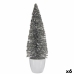 Decoratieve figuren Kerstboom Wit Zilverkleurig Plastic 10 x 33 x 10 cm (6 Stuks)