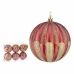 Set kerstballen 10 cm Roze Gouden Plastic (6 Stuks)