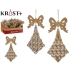 Christmas bauble Lasso Rhombus champagne Plastic Glitter 7,5 x 1 x 15,5 cm (24 Units)