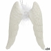 Adorno Natalício Asas de Anjo Branco Plástico Purpurina 12,5 x 15 x 2,5 cm (24 Unidades)