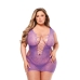 Conjunto de Lingerie Baci Lingerie Lace Mini Dress Roxo (Queen)