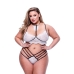 Conjunto de Lencería Baci Lingerie Strappy Lace Blanco Negro/Blanco 2 Piezas (Queen)