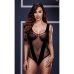 Body a Rete Jacquard V Teddy Taglia Unica Baci Lingerie BW3134-BLKOS Nero Taglia unica