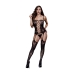 Corset din Dantelă cu Jartiere în Față Bodystocking Mărime Universală Baci Lingerie BW3124 Negru (Mărime unică)