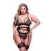 Compleu de lenjerie Baci Lingerie Negru 3 Piese (Queen)