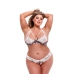 Set di Lingerie Open Back Baci Lingerie Floral & Lace Grigio (XL)