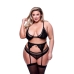 Compleu de lenjerie Baci Lingerie Negru 3 Piese (Queen)