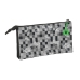 Trousse Fourre-Tout Triple Minecraft Noir Vert Gris 22 x 12 x 3 cm