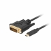 Cavo USB-C con DVI-D Lanberg CA-CMDV-10CU-0005-BK Nero 50 cm