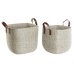 Conjunto de Cestas DKD Home Decor Natural Marrom claro Poliuretano Zostera marina 38 x 38 x 35 cm